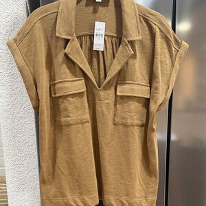 Loft collared short sleeve top